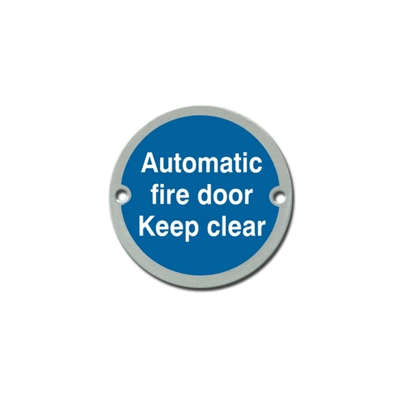 Automatic fire door keep clear sign